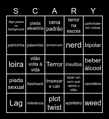 Horror Movies Bingo Card