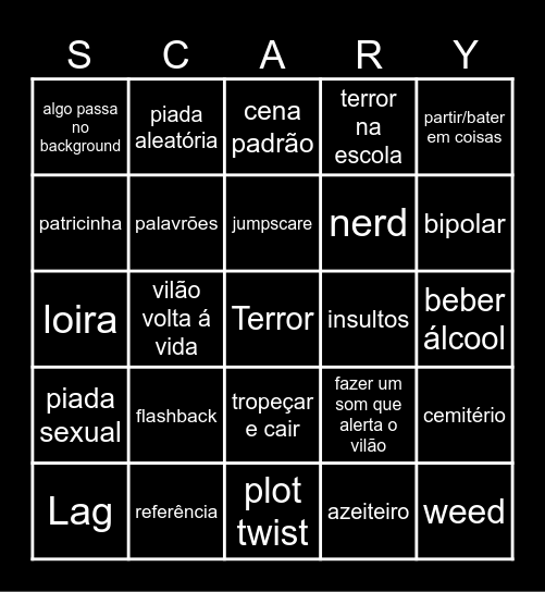 Horror Movies Bingo Card