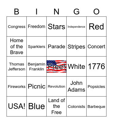 4th of July Bingo Card