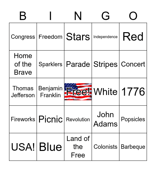 4th of July Bingo Card