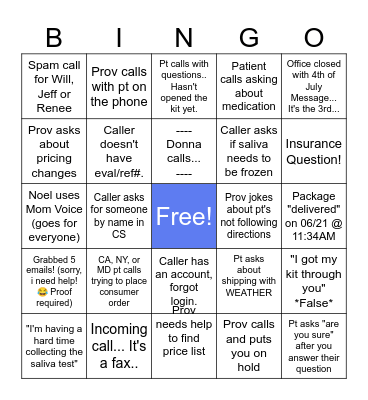 July Bingo! Bingo Card