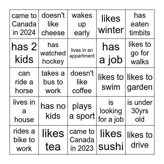 Someone Who... Bingo Card