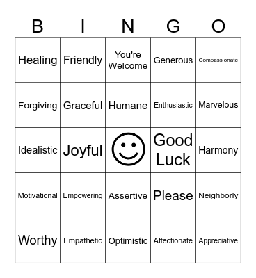 Kindness Bingo Card