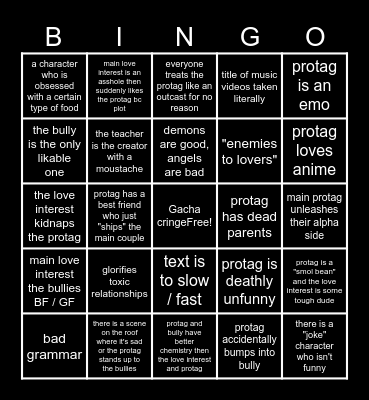 Gacha mini movie bingo Card