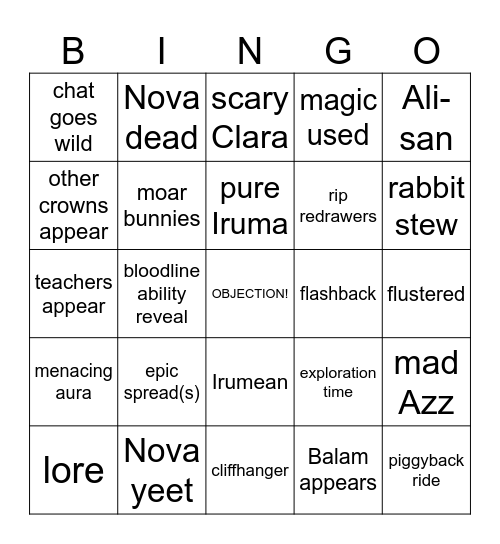 Bnuuy Bingo Card