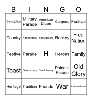 INDEPENDENCE DAY - HAPPY 4th JULY Bingo Card