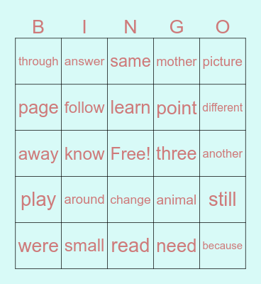 Emma #1 Bingo Card