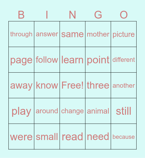 Emma #1 Bingo Card
