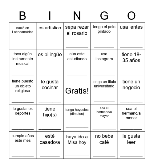 Encuentra a Alguien Que... Bingo Card