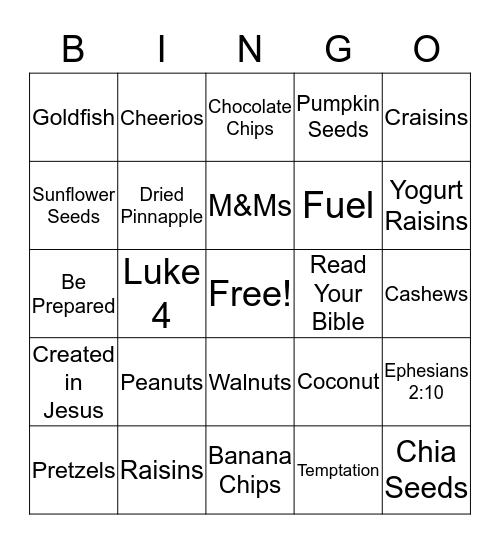 God's Protection Trial Mix  Bingo Card