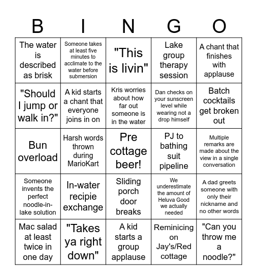 COTTAGE BINGO 2024 Bingo Card