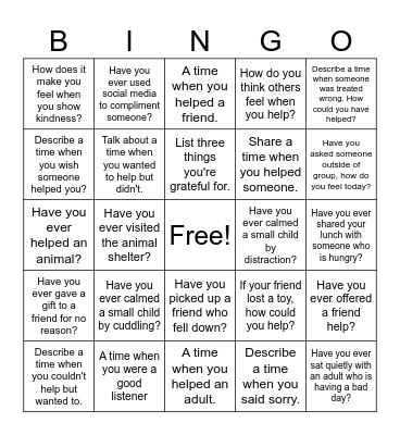 EMPATHY BINGO Card