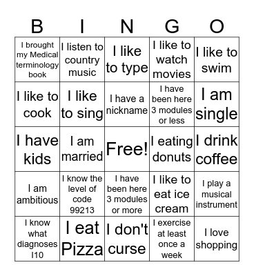 Medical Billing and Insurance Coding Bingo Card