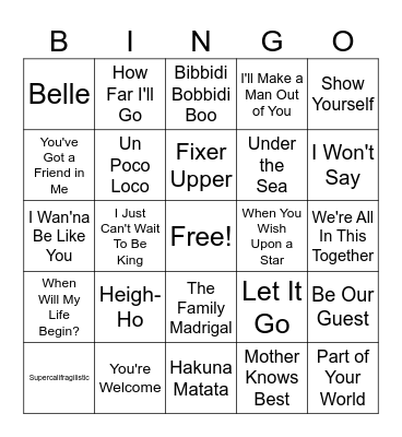 Disney Day 2024 Bingo Card