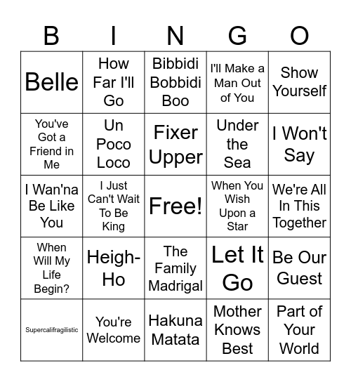 Disney Day 2024 Bingo Card