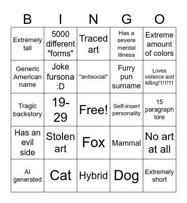 TFN Fursona Bingo II Bingo Card