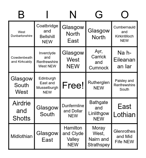 Target Seat Bingo Card