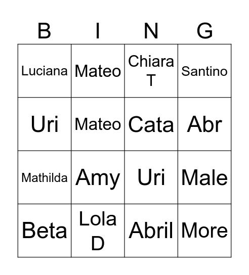 Somos 1ro A Bingo Card