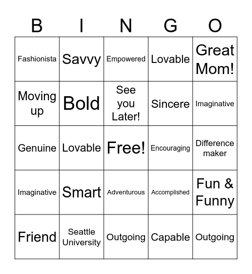 Stefani Bingo Card