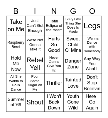Unrefined Brewing - 80's Volume 1 Bingo Card