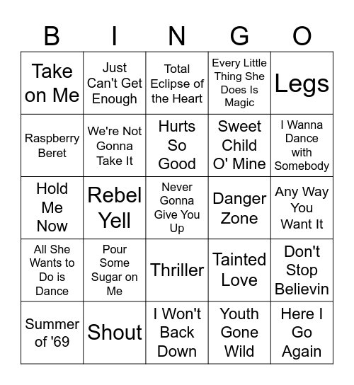 Unrefined Brewing - 80's Volume 1 Bingo Card