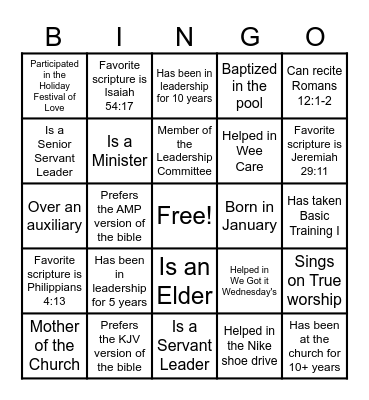 GET TO KNOW YOU Bingo Card