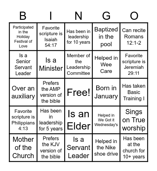 GET TO KNOW YOU Bingo Card