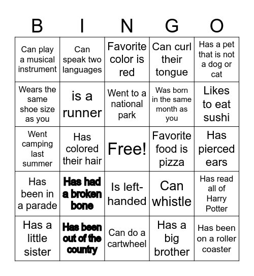 Find someone who... Bingo Card