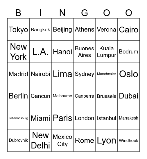 Mr Worldwide Bingo Card