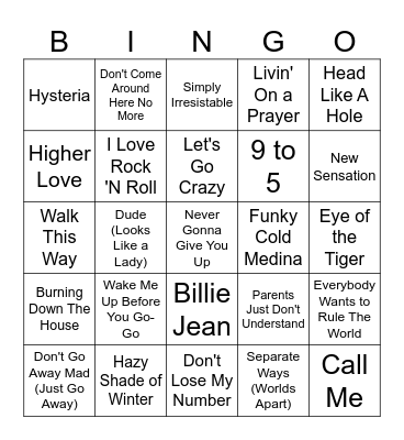 Unrefined Brewing - 80's Volume 2 Bingo Card