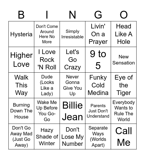 Unrefined Brewing - 80's Volume 2 Bingo Card