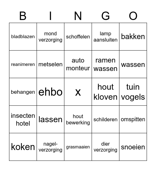 Techniek, Zorg en Welzijn, Groen Bingo Card