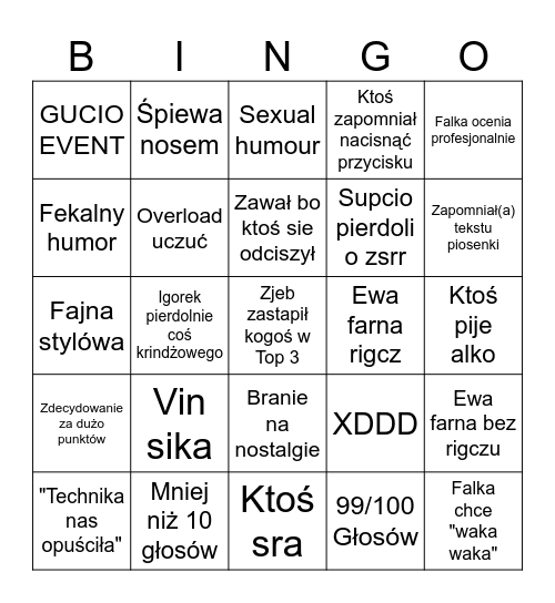LOŻA SZYDERCÓW - JAK ONI WOE Bingo Card