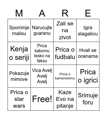 Markov Bingo Card