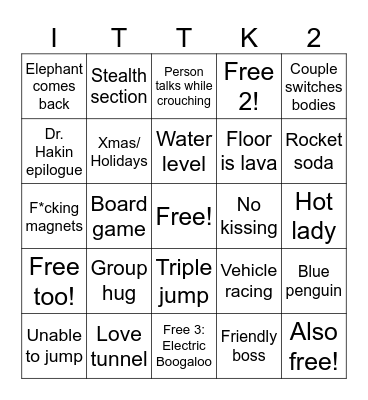 It Takes Two Second Half Bingo Card