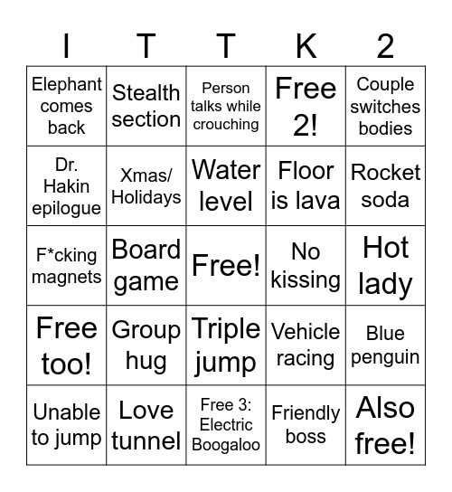 It Takes Two Second Half Bingo Card