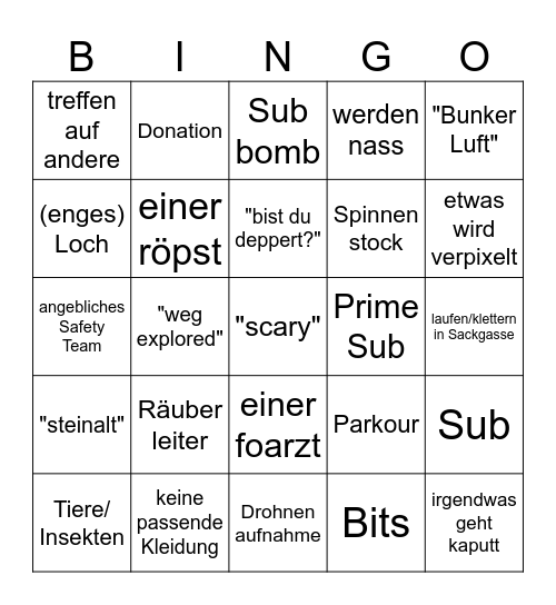 ROOFLESS TV VIDEO Bingo Card