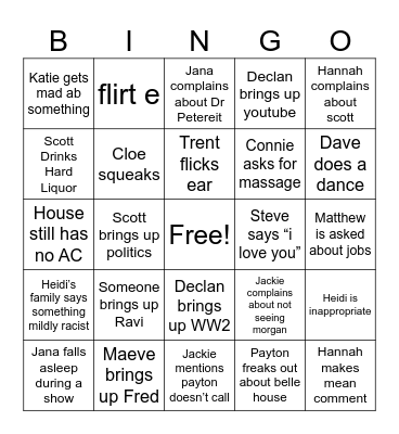 July Trip Bingo Card Bingo Card