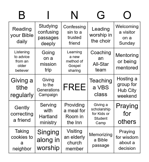 6 Marks of a Disciple Bingo Card