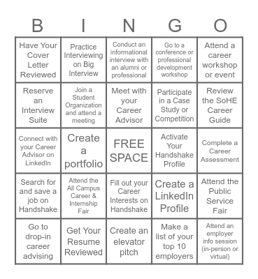SOHE CAREER CENTER BINGO Card