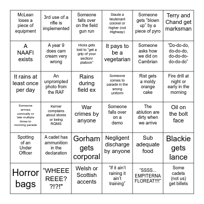 SUMMER CAMP GAME 2024 Bingo Card