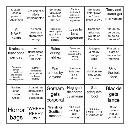 SUMMER CAMP GAME 2024 Bingo Card