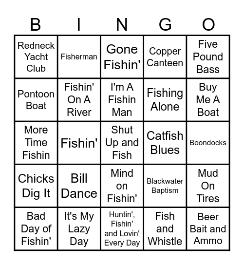 Fishin' Bingo Card