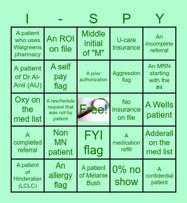 Ispy Bingo Card
