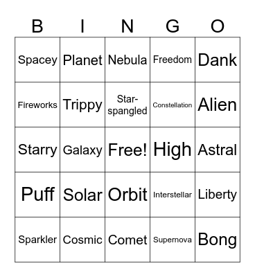 Stars & Stoners Bingo Card