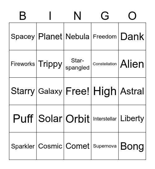 Stars & Stoners Bingo Card