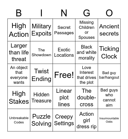Yarn Hive Book Club Bingo Action Adventure Edition Bingo Card