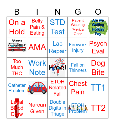 July 4th ER Bingo Card