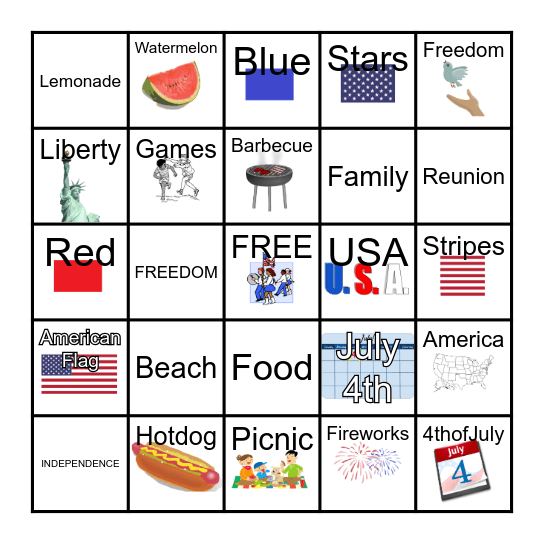 FOURTH OF JULY Bingo Card