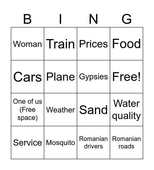 GILLES complaining bingo Card